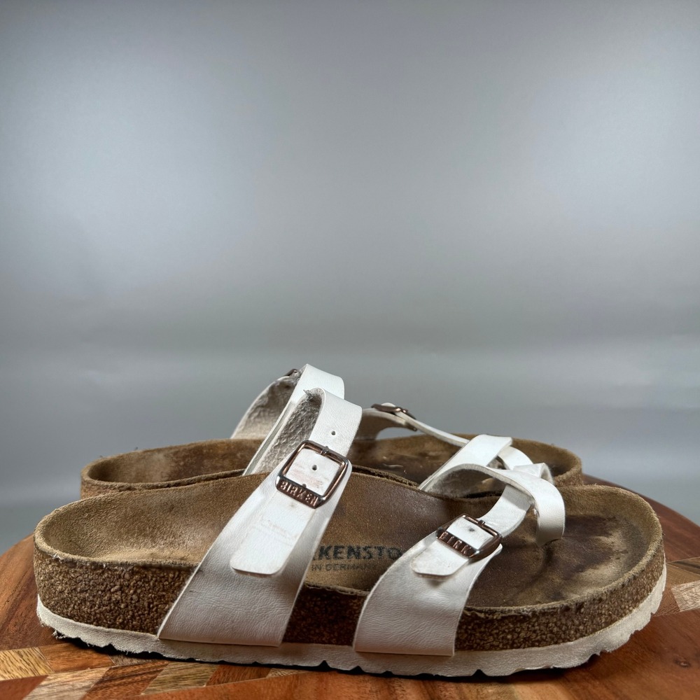 Birkenstock Mayari White Birko-Flor Strappy Toe Loop Sandals Women 38 L7 M5